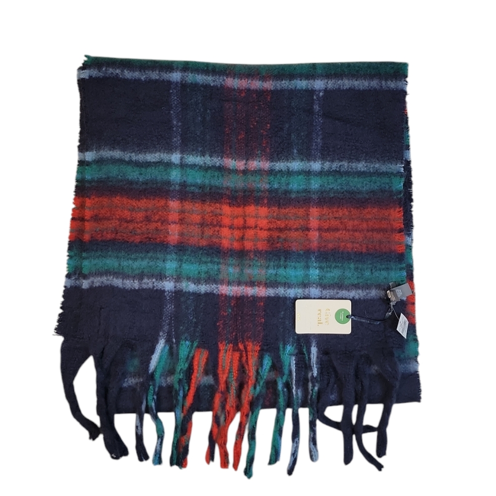 Aerie NWT Blanket Plaid Acrylic Scarf with Fringe Size‎ 91x19in